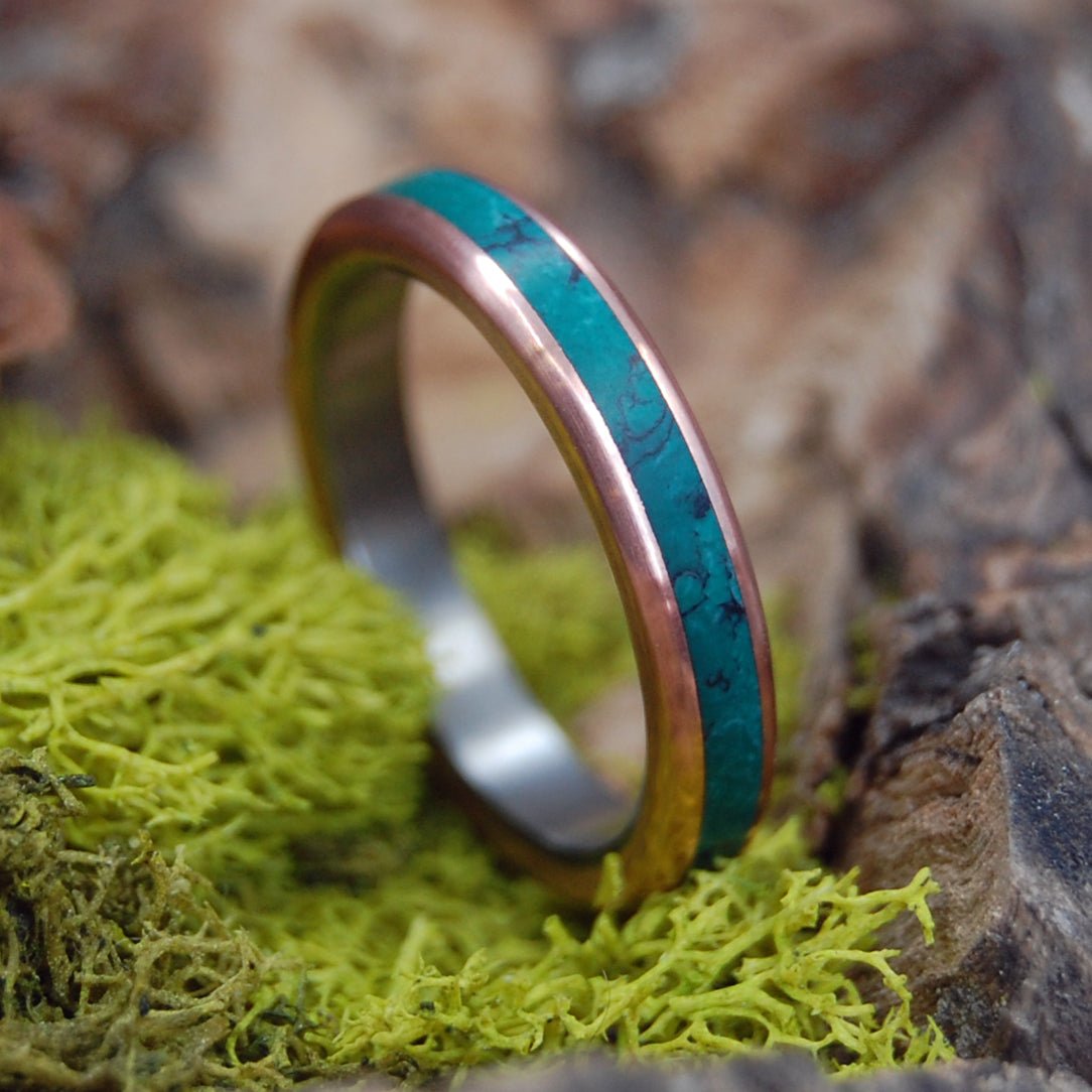 Jade Sea | Men's Imperial Jade Stone, Copper & Titanium Wedding Ring - Minter and Richter Designs