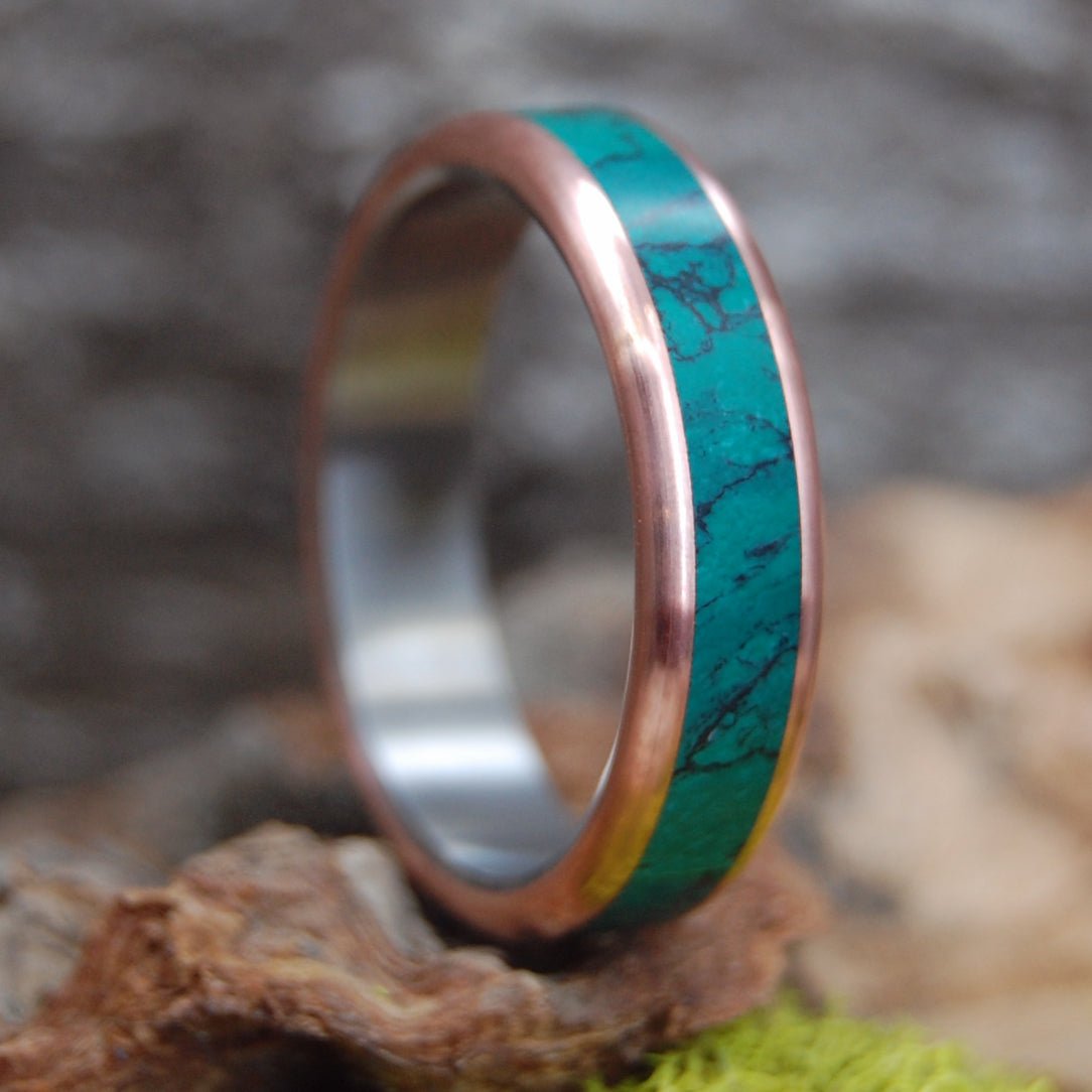 Jade Sea | Men's Imperial Jade Stone, Copper & Titanium Wedding Ring - Minter and Richter Designs