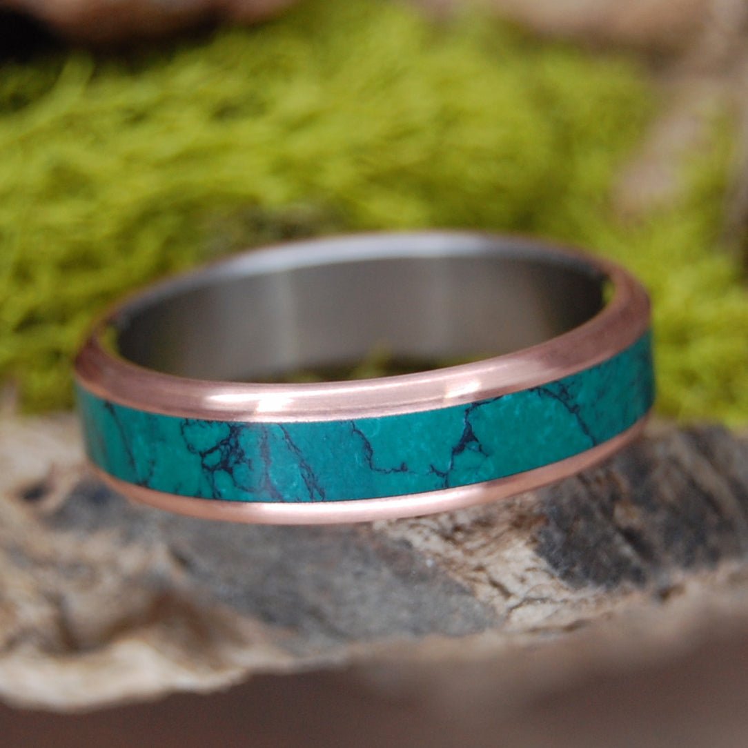 Jade Sea | Men's Imperial Jade Stone, Copper & Titanium Wedding Ring - Minter and Richter Designs