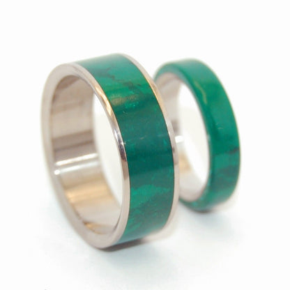 Jade Set | Jade Stone & Titanium Wedding Ring Set - Minter and Richter Designs