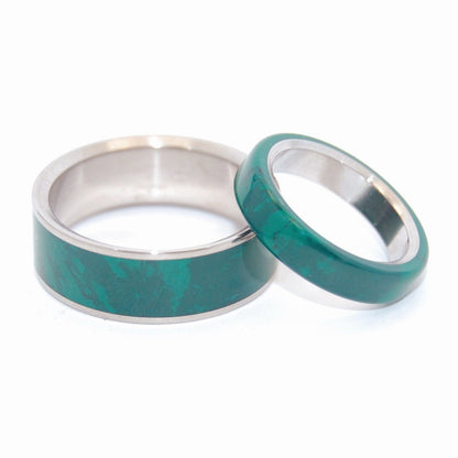 Jade Set | Jade Stone & Titanium Wedding Ring Set - Minter and Richter Designs