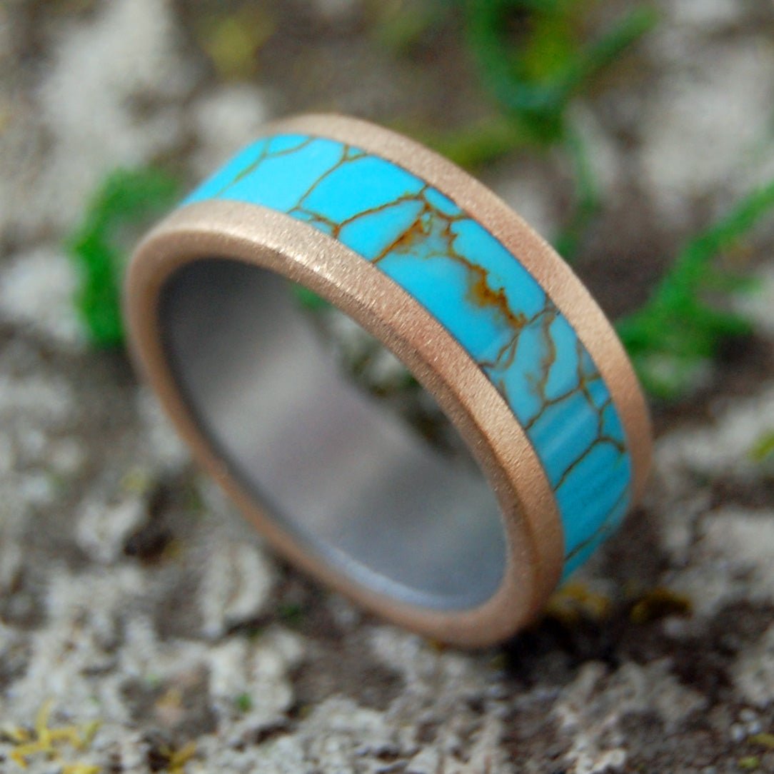 Jahira Sparkles | Men's Bronze, Titanium & Turquoise Wedding Ring - Minter and Richter Designs