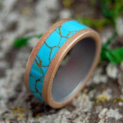 Jahira Sparkles | Men's Bronze, Titanium & Turquoise Wedding Ring - Minter and Richter Designs