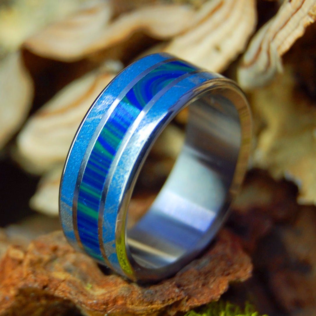 Japanese Style Stone | Men's Mokume Gane, Stone & Titanium Wedding Ring - Minter and Richter Designs