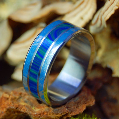 Japanese Style Stone | Men's Mokume Gane, Stone & Titanium Wedding Ring - Minter and Richter Designs