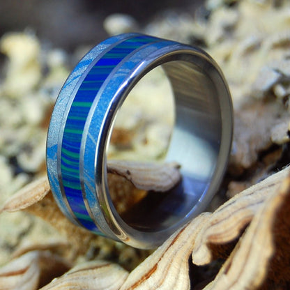 Japanese Style Stone | Men's Mokume Gane, Stone & Titanium Wedding Ring - Minter and Richter Designs