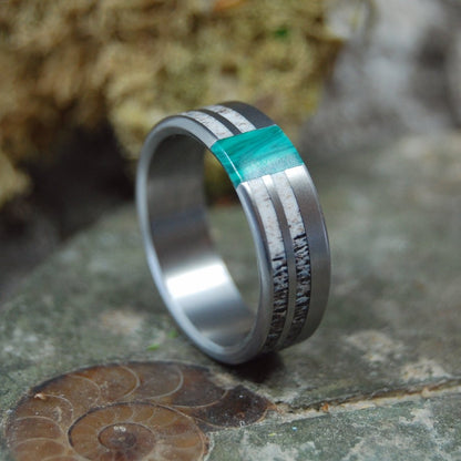 Jerusalem Moose | Men's Moose Antler, Stone & Titanium Wedding Ring - Minter and Richter Designs