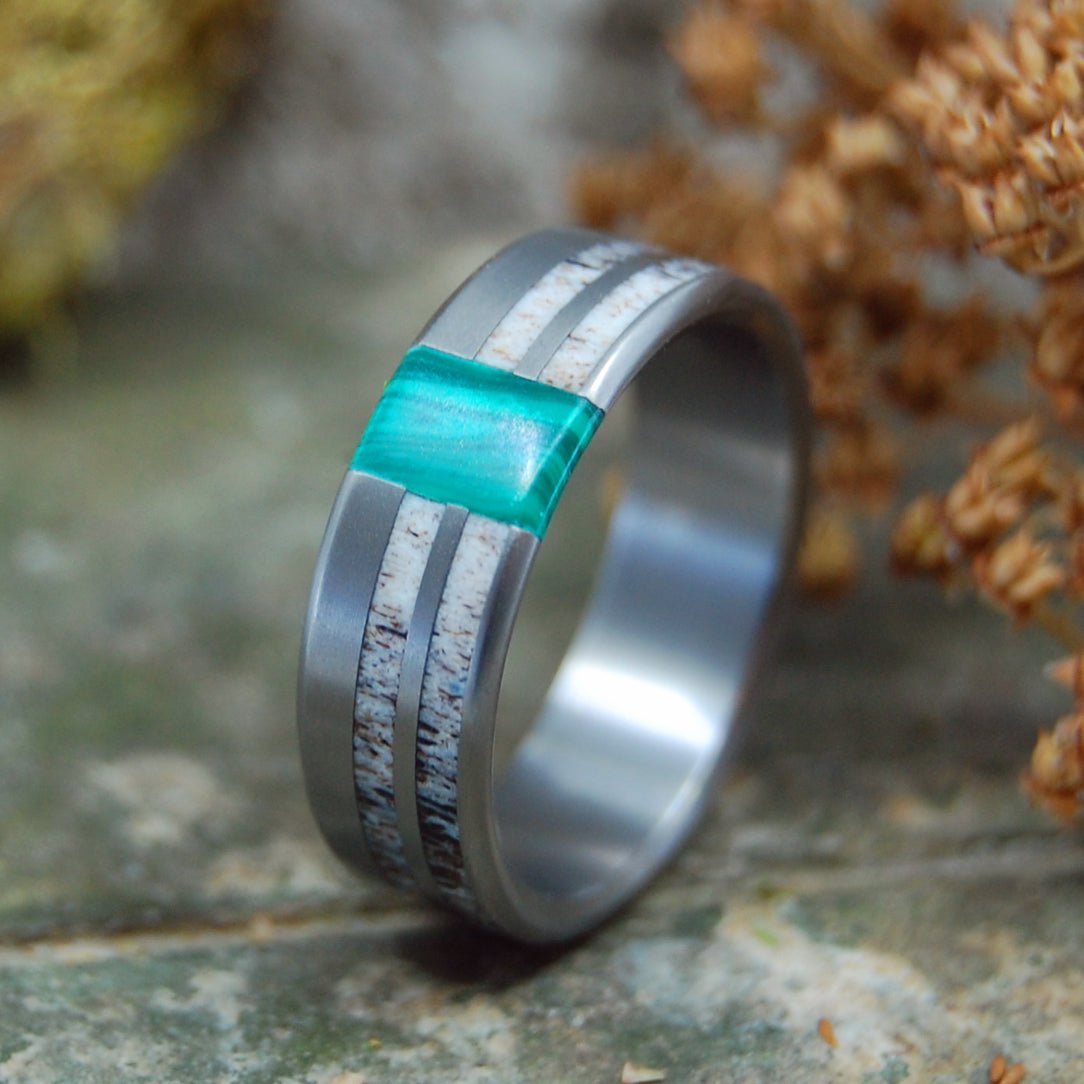 Jerusalem Moose | Men's Moose Antler, Stone & Titanium Wedding Ring - Minter and Richter Designs