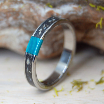 Jerusalem Stone Wisdom | Men's Jerusalem Stone, Armenian & Chrysocolla Wedding Ring - Minter and Richter Designs