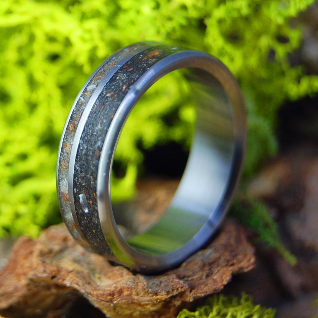 Joshua Tree Light & Dark | Men's Desert Sand, Joshua Tree Bark & Titanium Wedding Ring - Minter and Richter Designs