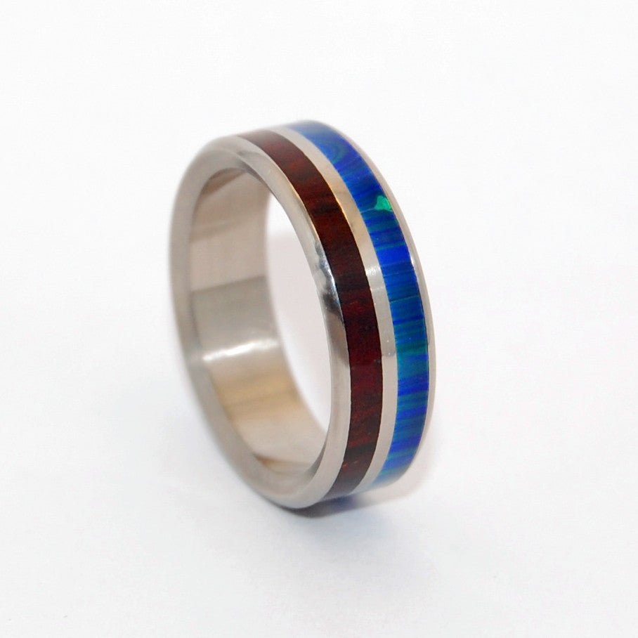 Jungle | Men's Azurite Stone, Wood & Titanium Wedding Ring - Minter and Richter Designs