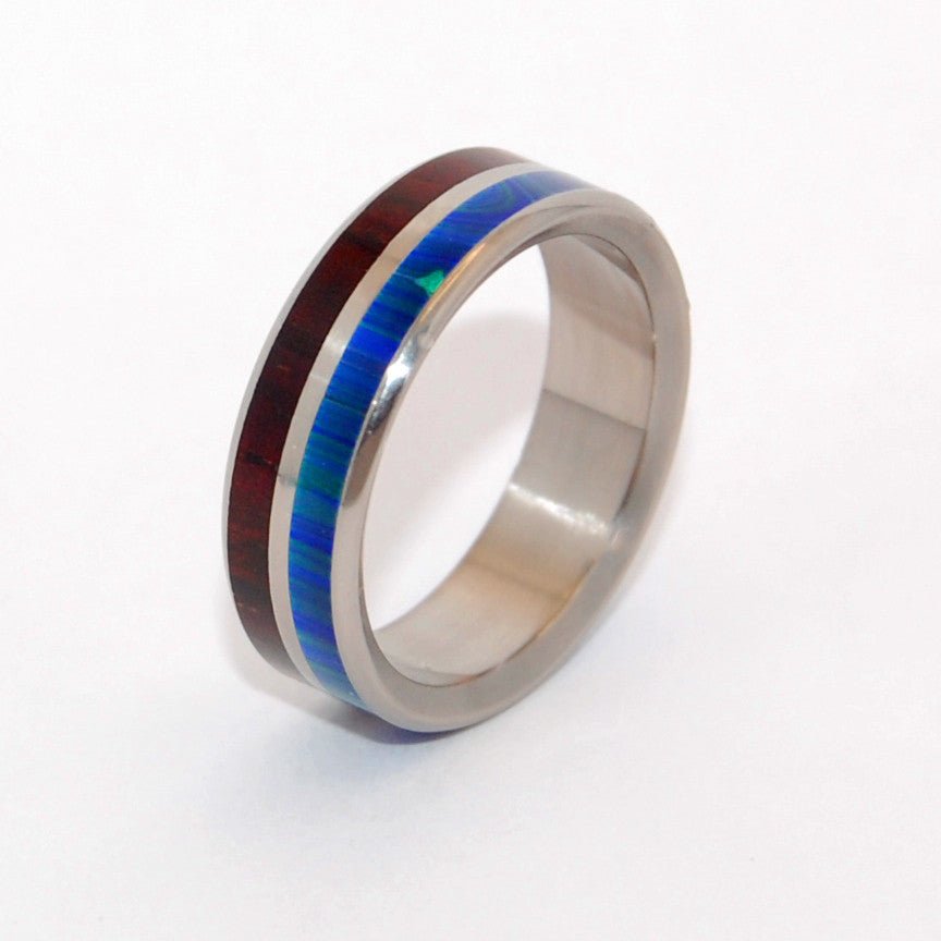 Jungle | Men's Azurite Stone, Wood & Titanium Wedding Ring - Minter and Richter Designs