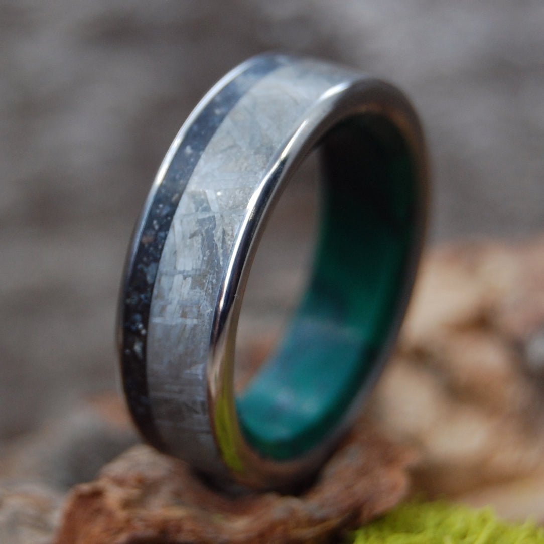 Just A Thing Of Beauty | Men's Black Icelandic Lava, Meteorite & Titanium Wedding Ring - Minter and Richter Designs