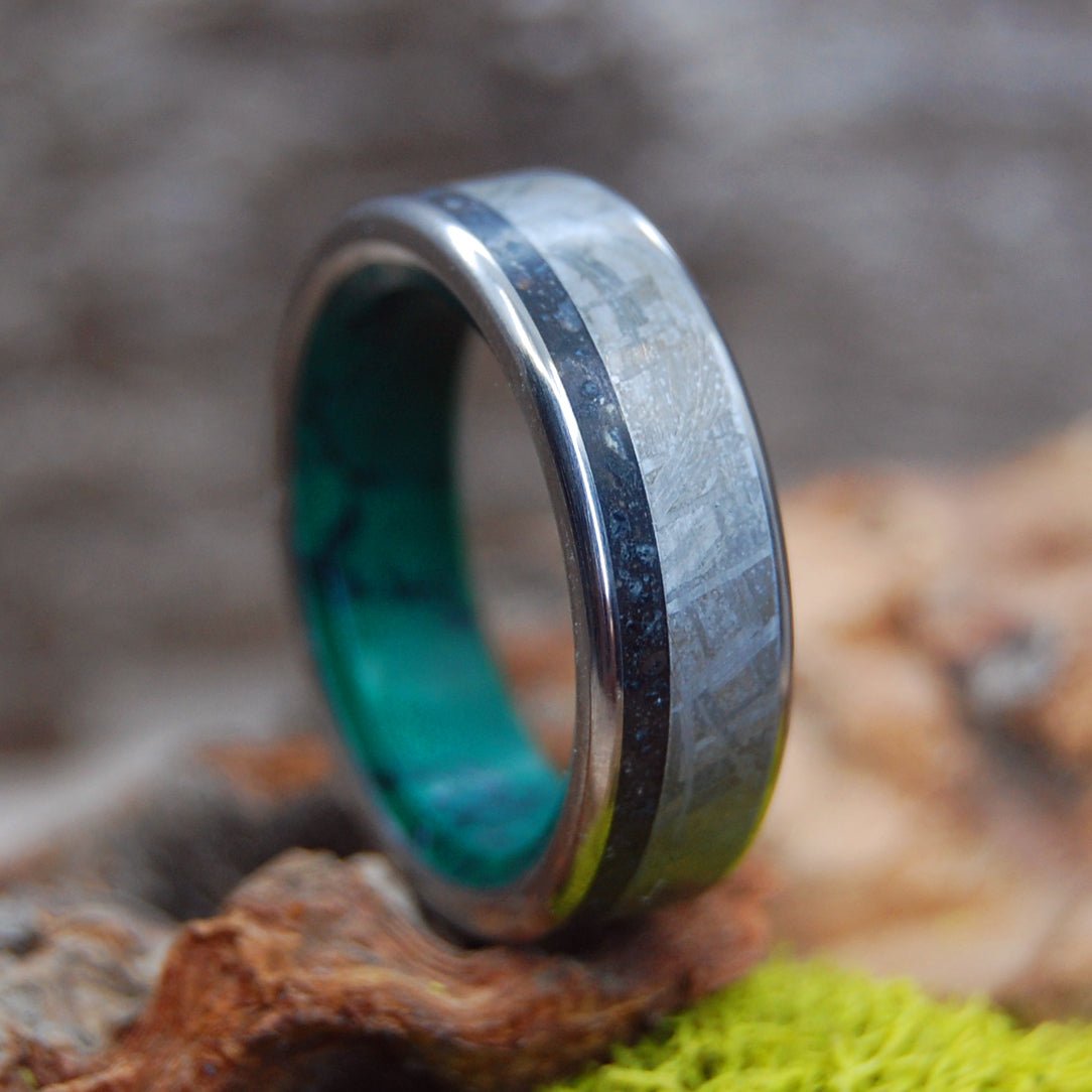 Just A Thing Of Beauty | Men's Black Icelandic Lava, Meteorite & Titanium Wedding Ring - Minter and Richter Designs