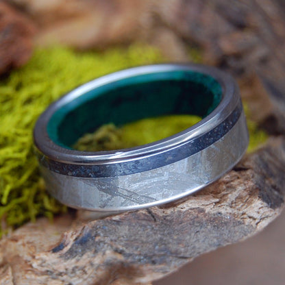 Just A Thing Of Beauty | Men's Black Icelandic Lava, Meteorite & Titanium Wedding Ring - Minter and Richter Designs