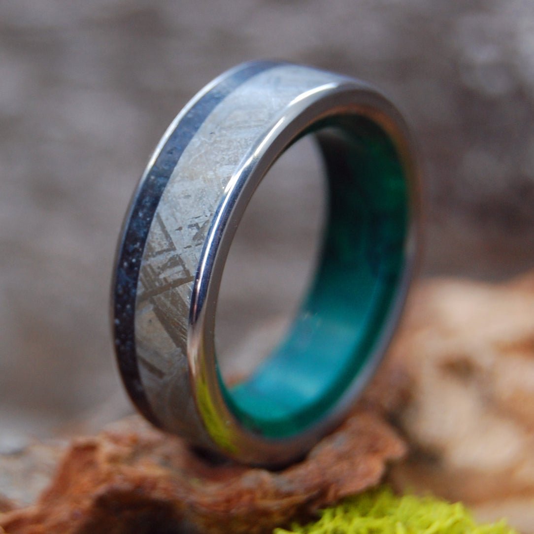 Just A Thing Of Beauty | Men's Black Icelandic Lava, Meteorite & Titanium Wedding Ring - Minter and Richter Designs