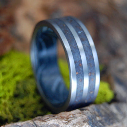 Just The Two Of Us | Men's Beach Sand, Wood Chips, Mokume Gane & Titanium Wedding Ring - Minter and Richter Designs