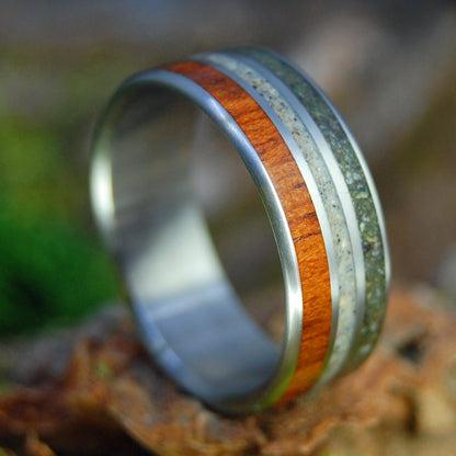 Kalum River High Lake BC | Men's Beach Sand, River Rocks, Snakewood & Titanium Wedding Ring - Minter and Richter Designs