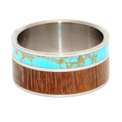 Kathmandu | Men's Tibetan Turquoise, Hawaiian Koa Wood & Titanium Wedding Ring - Minter and Richter Designs