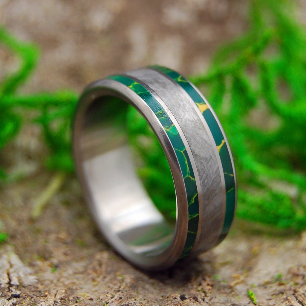 King Of The Universe | Men's Meteorite, Egyptian Jade & Titanium Wedding Ring - Minter and Richter Designs