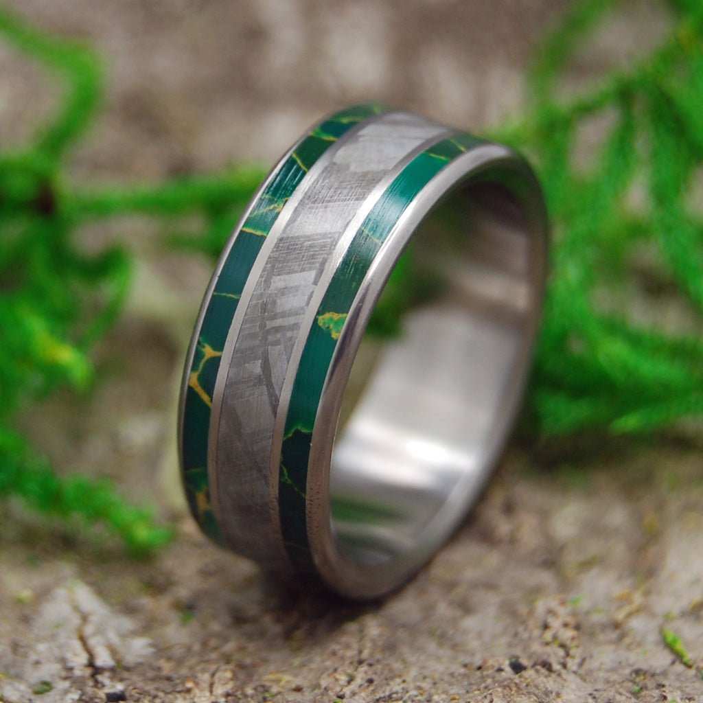 King Of The Universe | Men's Meteorite, Egyptian Jade & Titanium Wedding Ring - Minter and Richter Designs