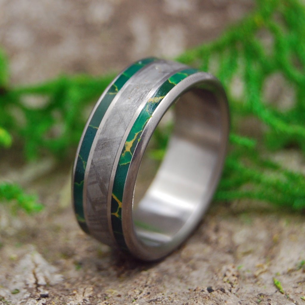 King Of The Universe | Men's Meteorite, Egyptian Jade & Titanium Wedding Ring - Minter and Richter Designs