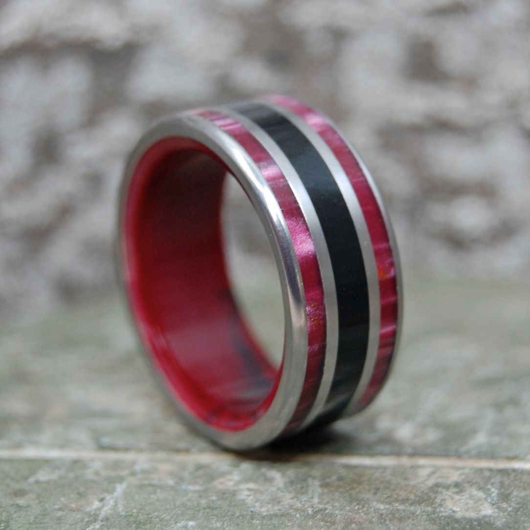 Knockout | Men's Onyx, Red Jasper, Red Marble Resin & Titanium Wedding Ring - Minter and Richter Designs