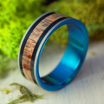 Koa Onyx Turquoise | Men's Koa Wood, Onyx & Titanium Wedding Ring - Minter and Richter Designs