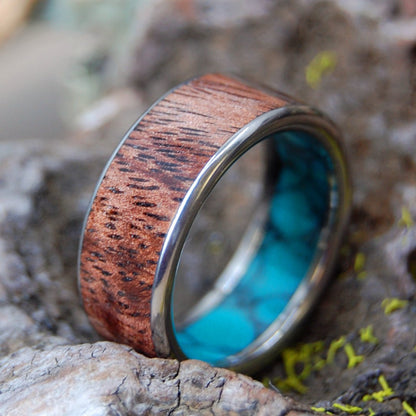 Koa To The Sea Plus | Men's Turquoise, Koa Wood & Titanium Wedding Ring - Minter and Richter Designs