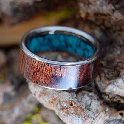 Koa To The Sea Plus | Men's Turquoise, Koa Wood & Titanium Wedding Ring - Minter and Richter Designs