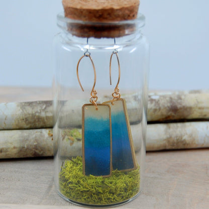 Lagoon Brass Rectangle EarRing | Handmade Brass Framed EarRing - Minter and Richter Designs