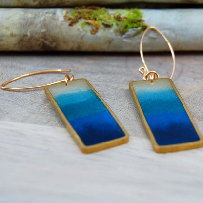 Lagoon Brass Rectangle EarRing | Handmade Brass Framed EarRing - Minter and Richter Designs