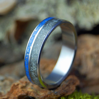 Lake Tahoe With Silver Flecks | Men's Lake Tahoe Beach Pebbles, Silver Flecks & Titanium Wedding Ring - Minter and Richter Designs