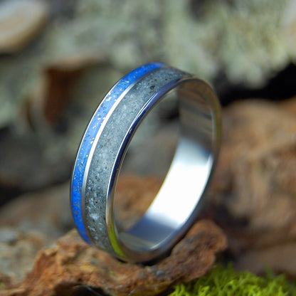 Lake Tahoe With Silver Flecks | Men's Lake Tahoe Beach Pebbles, Silver Flecks & Titanium Wedding Ring - Minter and Richter Designs