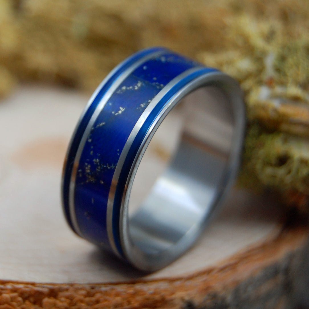 Lapis Archipelago | Men's Lapis Lazuli Stone & Titanium Wedding Ring - Minter and Richter Designs