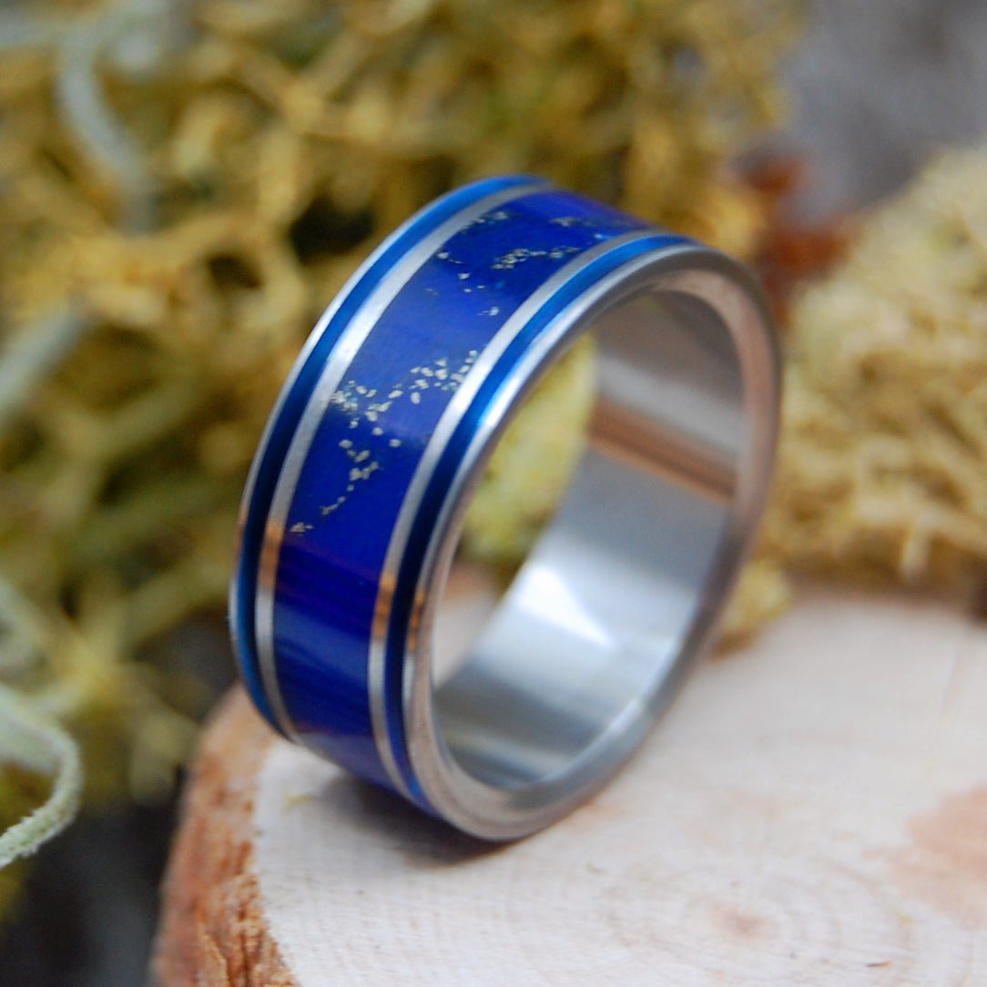 Lapis Archipelago | Men's Lapis Lazuli Stone & Titanium Wedding Ring - Minter and Richter Designs