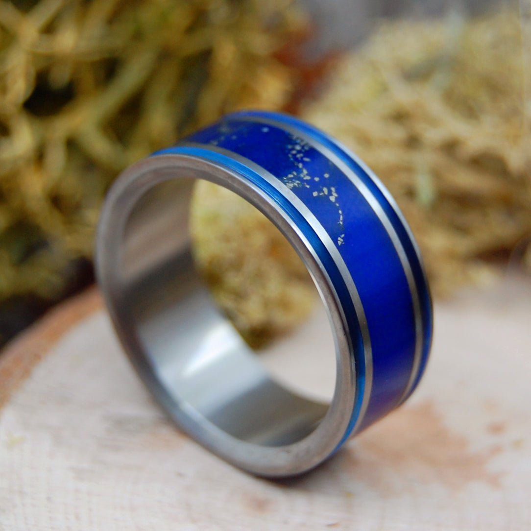 Lapis Archipelago | Men's Lapis Lazuli Stone & Titanium Wedding Ring - Minter and Richter Designs