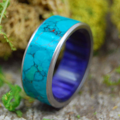 L'aurore | Men's Chrysocolla, Purple Resin & Titanium Wedding Ring - Minter and Richter Designs