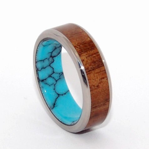 Let There Be | Men's Turquoise Stone, Hawaiian Koa Wood & Titanium Wedding Ring - Minter and Richter Designs