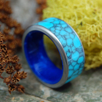 Leviathan | Men's Turquoise, Sodalite & Titanium Wedding Ring - Minter and Richter Designs