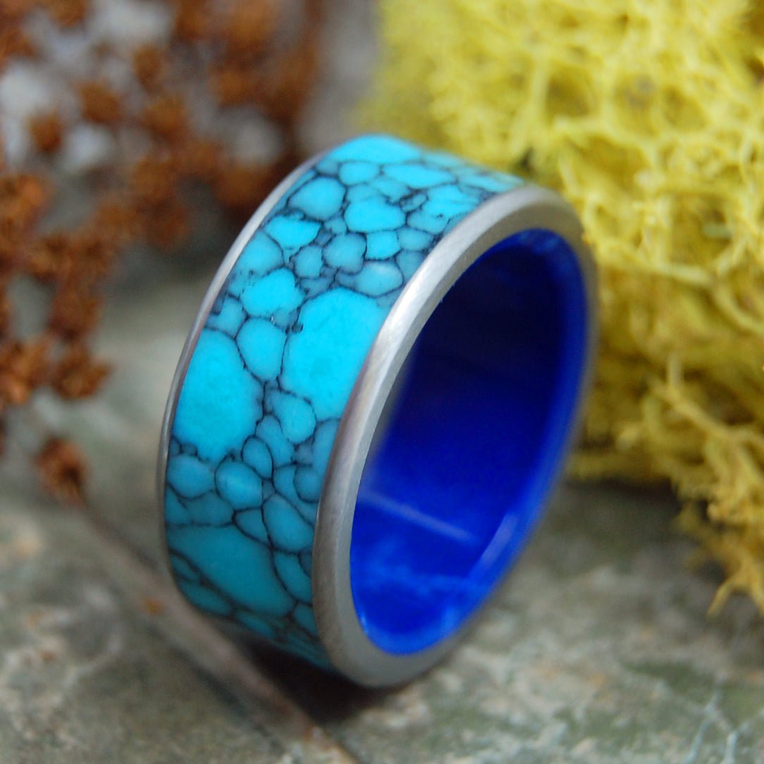 Leviathan | Men's Turquoise, Sodalite & Titanium Wedding Ring - Minter and Richter Designs