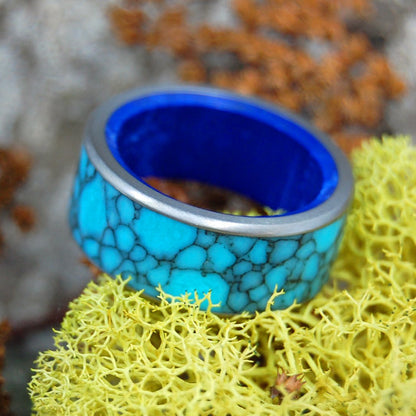 Leviathan | Men's Turquoise, Sodalite & Titanium Wedding Ring - Minter and Richter Designs