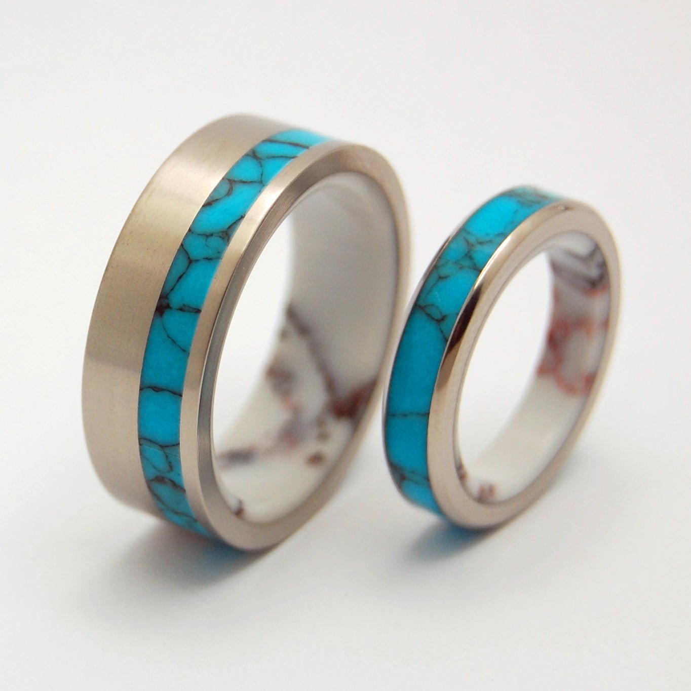 Lifetime & Blue Moon | Turquoise Stone & Wild Horse Jasper Stone - Unique Wedding Ring Set - Minter and Richter Designs