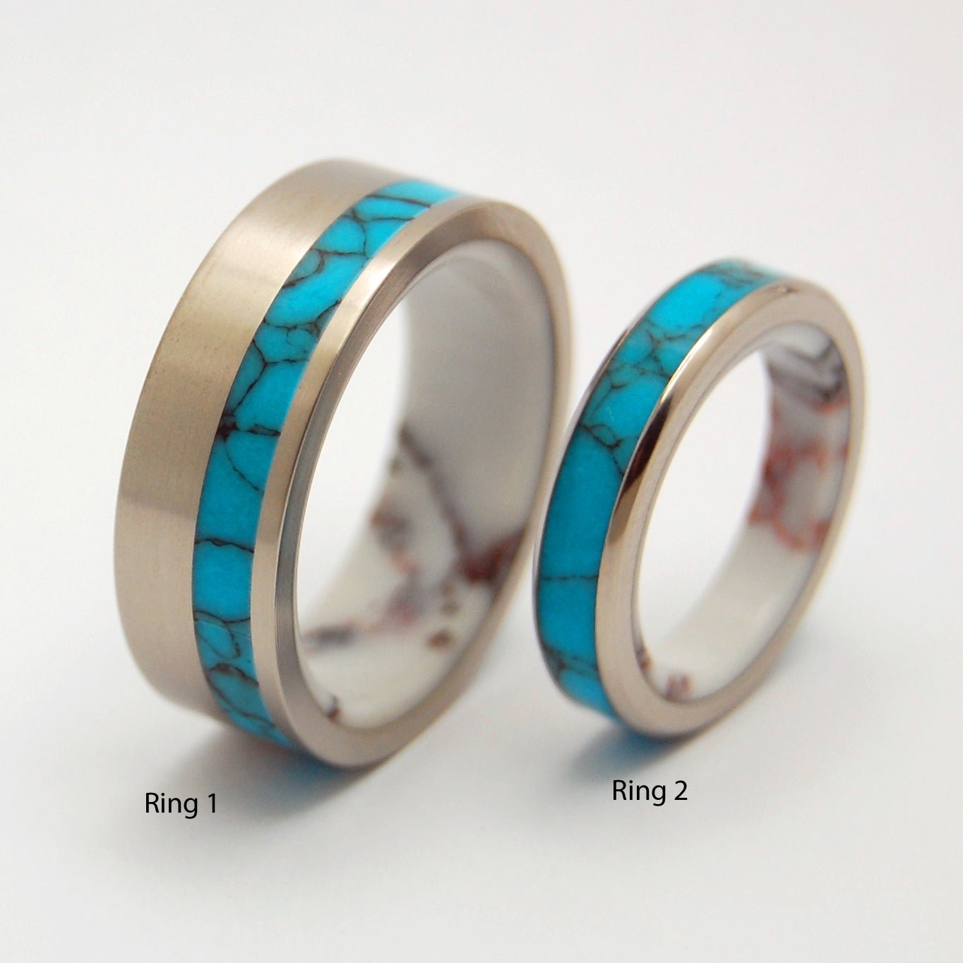 Lifetime & Blue Moon | Turquoise Stone & Wild Horse Jasper Stone - Unique Wedding Ring Set - Minter and Richter Designs