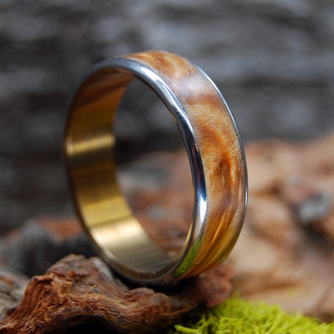 Light Maple Love | Men's Light Maple & Titanium Wedding Ring - Minter and Richter Designs