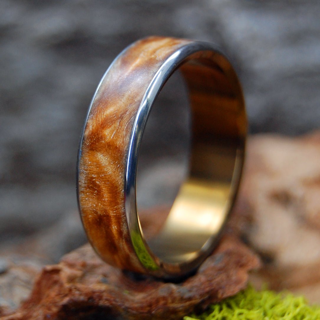 Light Maple Love | Men's Light Maple & Titanium Wedding Ring - Minter and Richter Designs