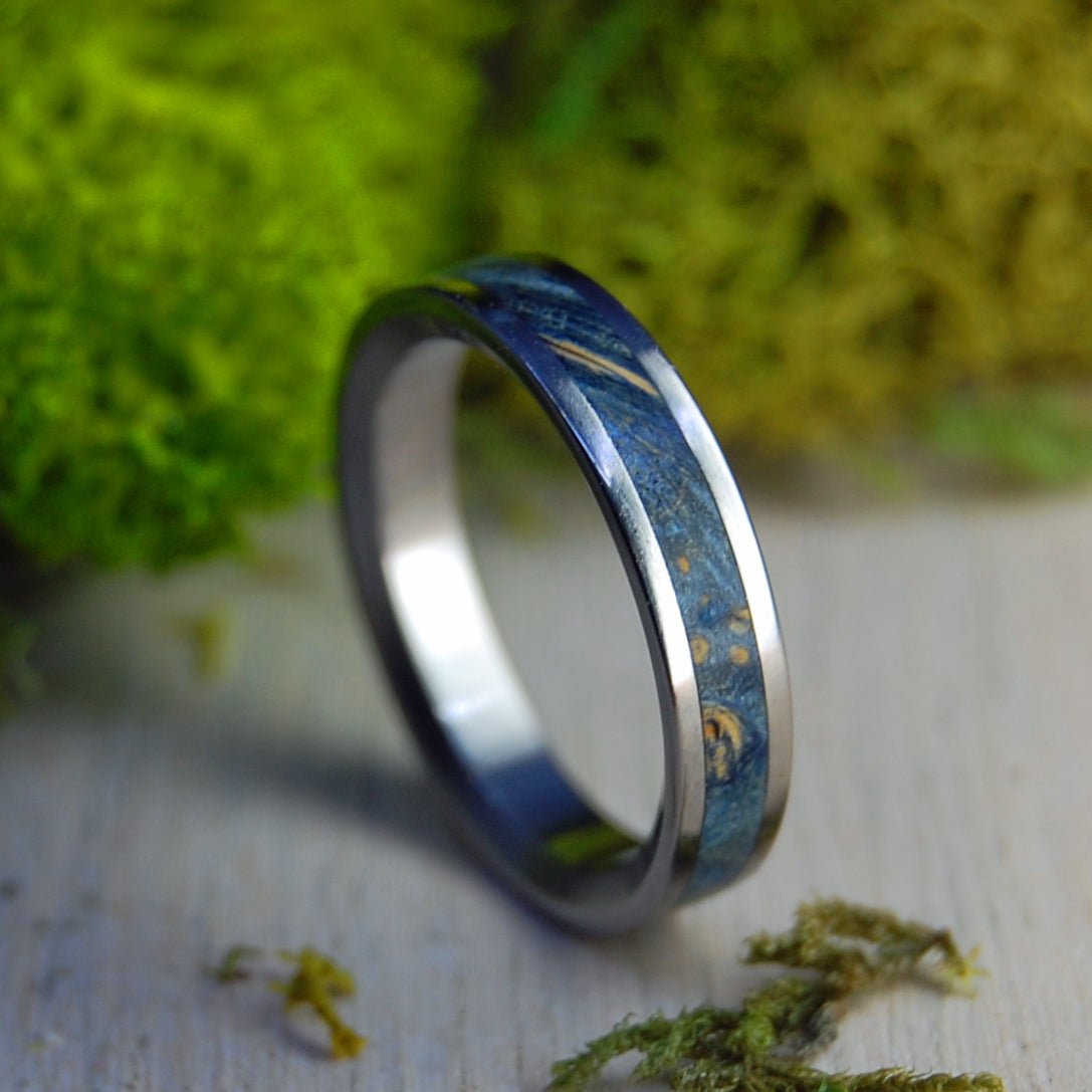 Light Starry Starry Night | Women's Blue Box Elder Wood & Titanium Wedding Ring - Minter and Richter Designs