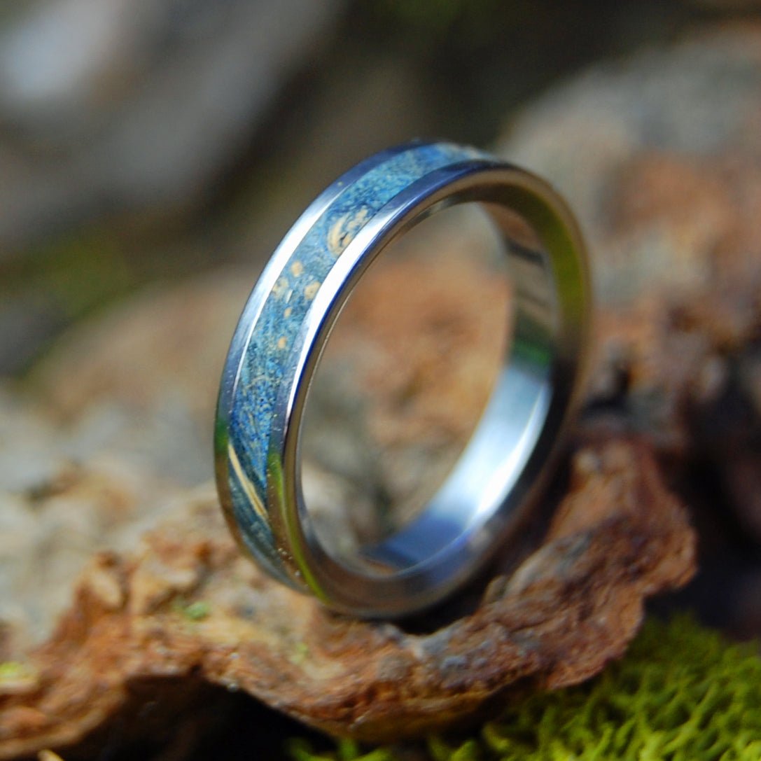 Light Starry Starry Night | Women's Blue Box Elder Wood & Titanium Wedding Ring - Minter and Richter Designs