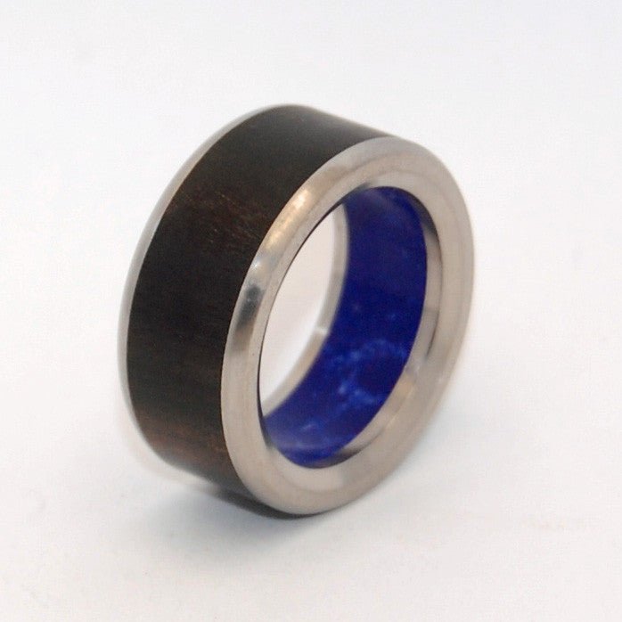 Lion's Approval | Men's Sodalite Stone, Ebony Wood & Titanium Wedding Ring - Minter and Richter Designs