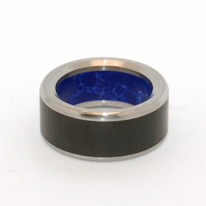 Lion's Approval | Men's Sodalite Stone, Ebony Wood & Titanium Wedding Ring - Minter and Richter Designs